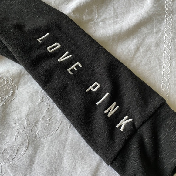 PINK Victoria's Secret Women's Long Sleeve 1/4 Zip Hoodie Tee Black‎ Size Medium - Picture 5 of 11